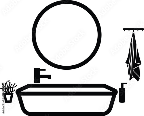 Wash basin vector outline