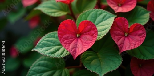 Wallpaper Mural Heart-shaped leaves of Bergenia crassifolia plant with flower details, foliage, flowers, texture Torontodigital.ca