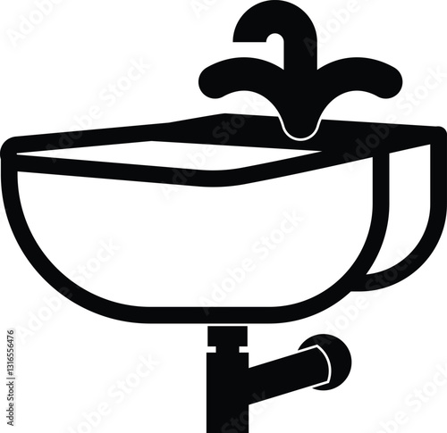 Wash basin vector outline