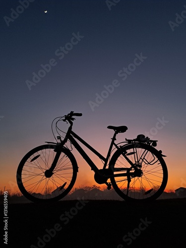 Silhouette of a bike on sunset
