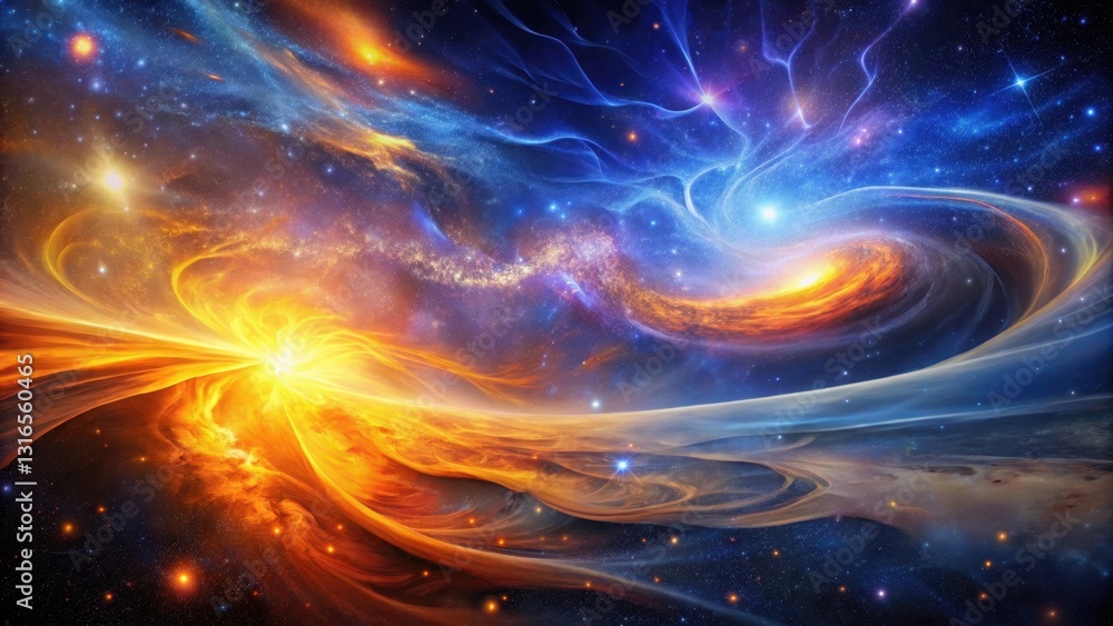 Obraz premium A Cosmic Dance of Celestial Bodies, Swirling Nebulas, and Radiant Energy in a Vibrant, Imaginary Universe