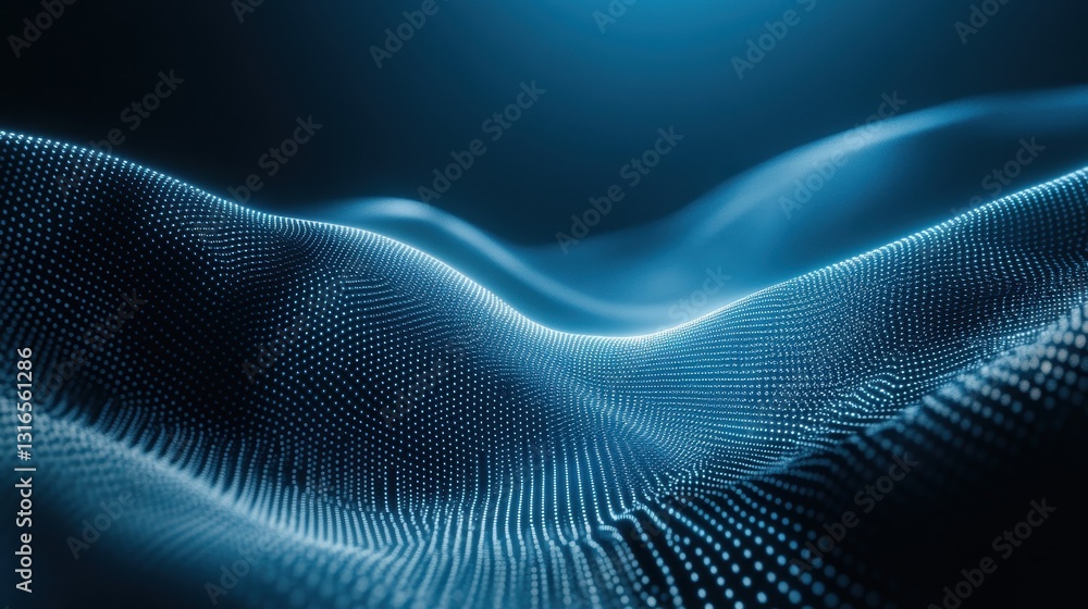 Abstract blue digital wave, glowing dots. Ideal for tech, AI, and data visualizations, represents connectivity and innovation. Abstract blue digital wave, glowing dots. Ideal for tech, AI, and data visualizations, represents connectivity and innovation.