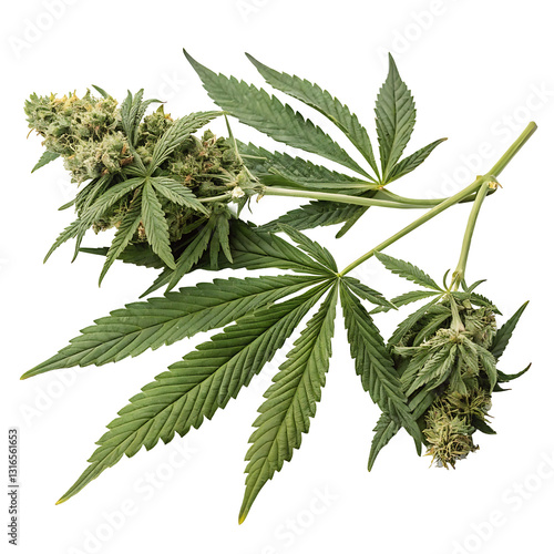 cannabis leaves branch isolated on white or transparent png