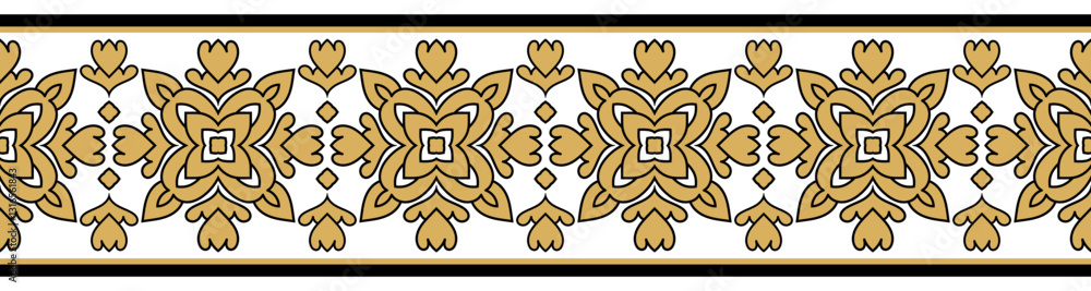 Fototapeta premium Vintage ornamental border design with ethnic pattern.