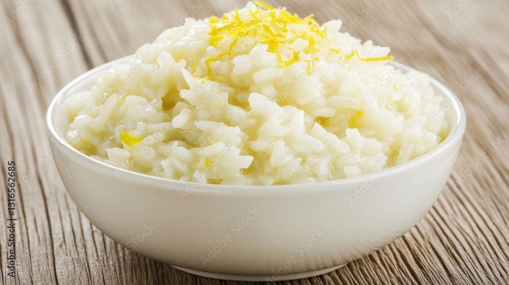 Creamy Saffron Risotto with Lemon Zest Garnish Creamy Saffron Risotto with Lemon Zest Garnish