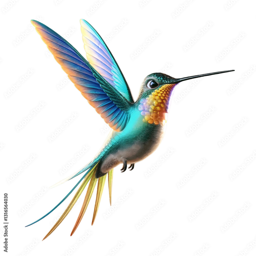 Beautiful Hummingbird in flight isolated on the white background Beautiful Hummingbird in flight isolated on the white background