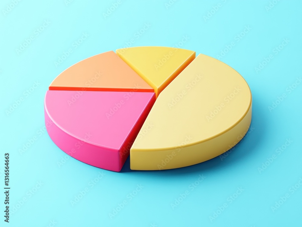 Obraz premium Colorful pie chart on a blue background illustrating data distribution