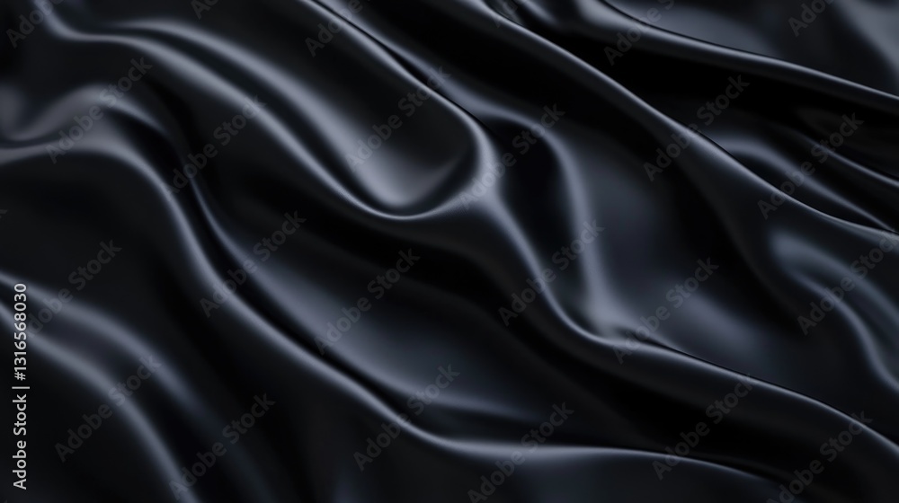 Fototapeta premium A flowing arrangement of smooth black fabric with gentle curves