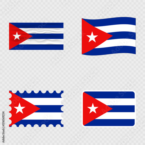 Cuba national flag in four different styles.