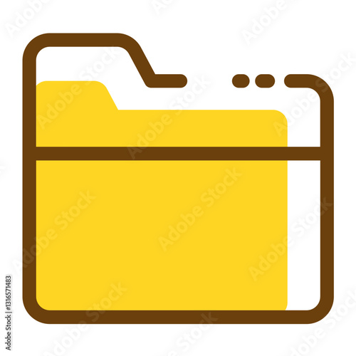 A Cheerful Yellow Folder Icon Representing Organization And Digital Storage With A Bold Outline And Subtle Shading
