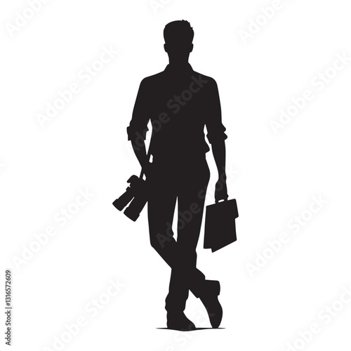 Insightful Journalist silhouette, analyzing events with clarity - Journalist illustration - Minimalist Journalist vector - Profession silhouette
