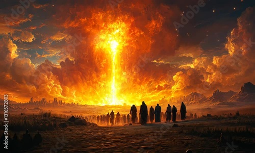 Exodus, The Blazing Pillar of Fire Guiding and Defending the Israelites in the Wilderness