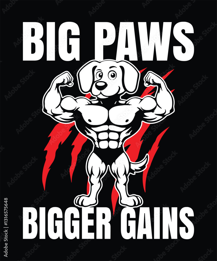 Fototapeta premium Big Paws, Bigger Gains fitness gym t-shirt design
