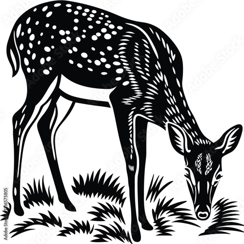 A Vector silhouette Image of a Eating plain deer  (42).eps