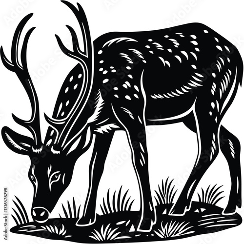 A Vector silhouette Image of a Eating plain deer  (43).eps