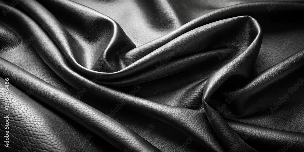 Fototapeta premium Draped Black Leather Texture A Luxurious and Elegant Fabric Background for Design Projects