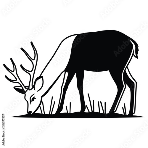 A Vector silhouette Image of a Eating plain deer  (1).eps