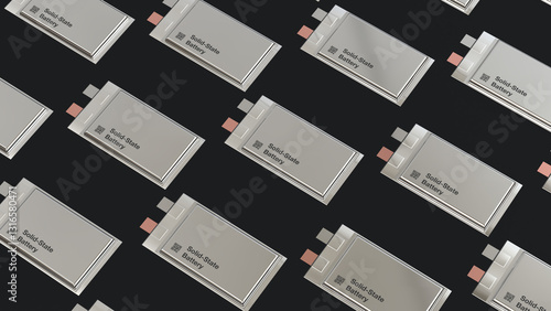 solid state batteries for cars, development groundbreaking SSB pouch cell solid-state electric vehicle battery, High Energy Density Energy storage, mass production accumulator cell modules, 3d render