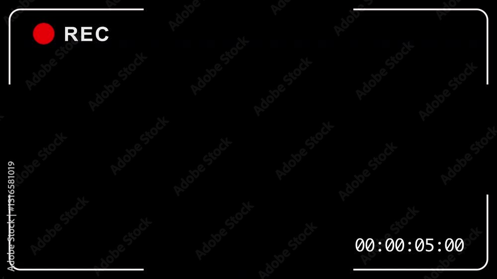 Video recording camera screen. Video recording template. Recording with red flashing circle. Frame with video surveillance interface.
