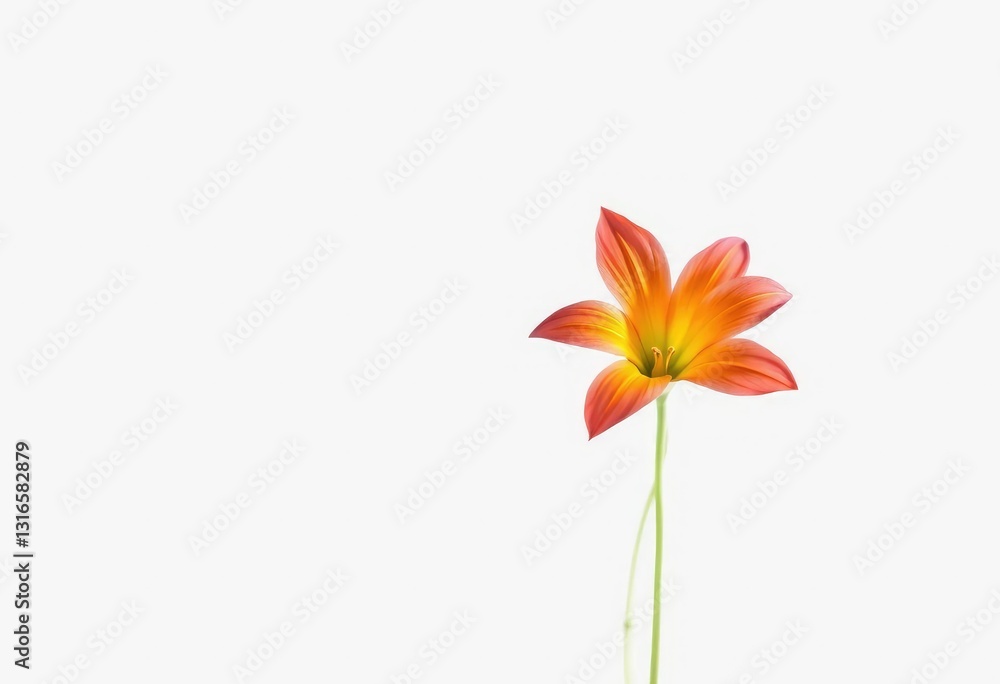 A single vibrant bloom, petals unfurled, set against a pure white backdrop, floral, macro A single vibrant bloom, petals unfurled, set against a pure white backdrop, floral, macro