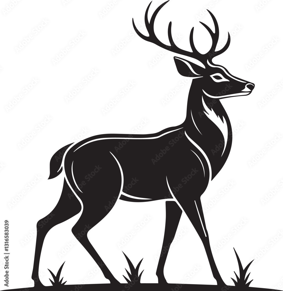 Obraz premium a-vector-silhouette-image-of-a-plain-deer-icon-wit (21).eps