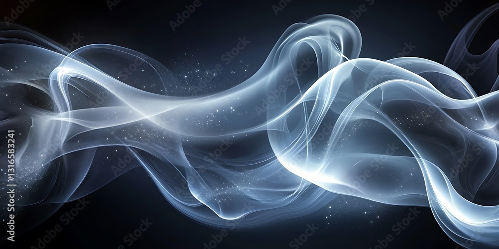 Fototapeta premium Glowing smoke wave, dark background