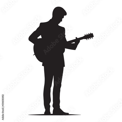 Duo Performance Musician silhouette, harmonizing with perfect synergy - Musician illustration - Minimalist Musician vector - Profession silhouette
