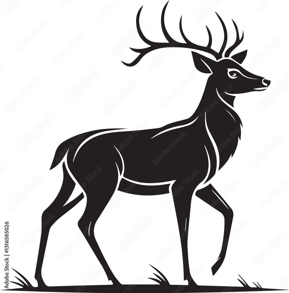 Fototapeta premium a-vector-silhouette-image-of-a-plain-deer-icon-wit (26).eps
