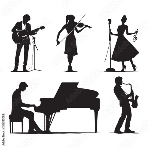 Country Musician silhouette, telling tales through twang and chords - Musician illustration - Minimalist Musician vector - Profession silhouette
