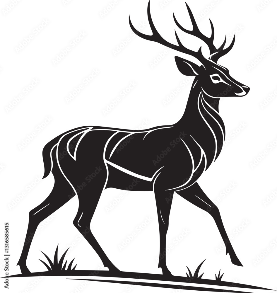 Fototapeta premium a-vector-silhouette-image-of-a-plain-deer-graphics (2).eps