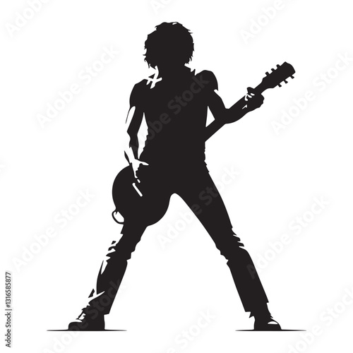 Bass Guitarist Musician silhouette, laying down the groove with deep tones - Musician illustration - Minimalist Musician vector - Profession silhouette
