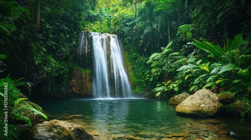 Lush Rainforest Waterfall Pool