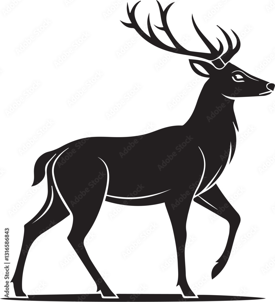 Fototapeta premium a-vector-silhouette-image-of-a-plain-deer-icon-wit (3).eps
