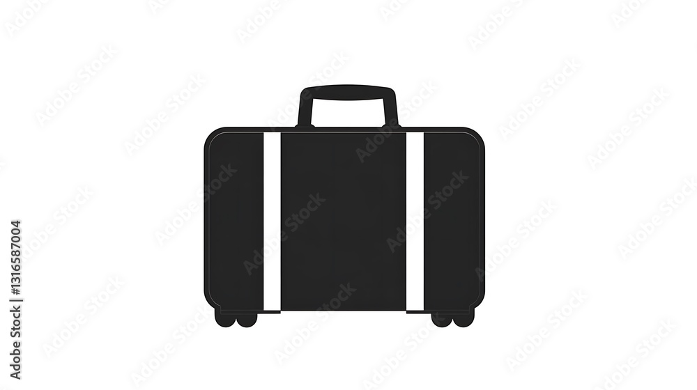 Elegant black suitcase icon with bold handles and clean lines on white background
Elegant black suitcase icon with bold handles and clean lines on white background