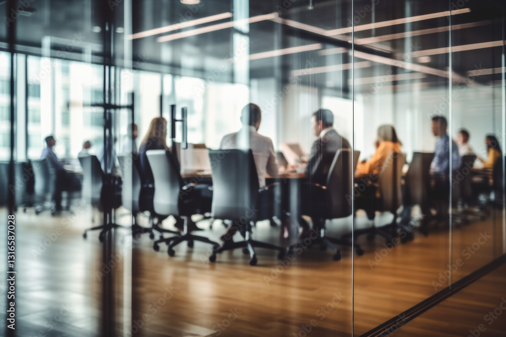 Business Meeting in Modern Office Behind Glass Partition - Collaboration Business Meeting in Modern Office Behind Glass Partition - Collaboration