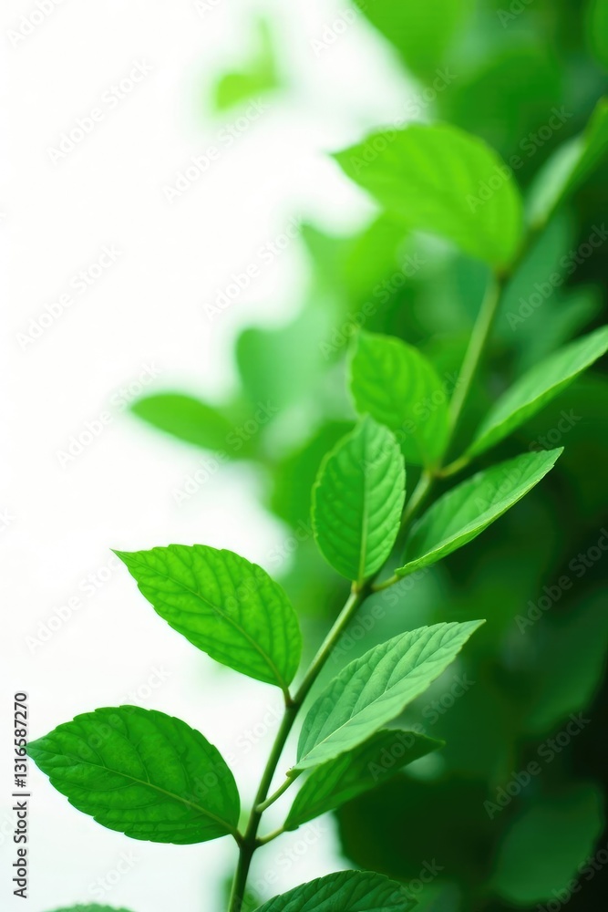 Lush green leaves isolated on white background, nature, background, leafy Lush green leaves isolated on white background, nature, background, leafy