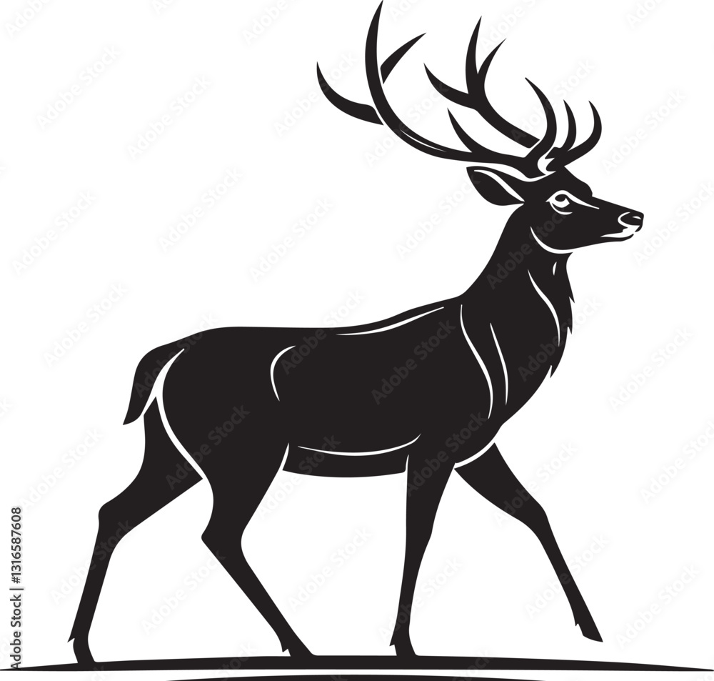 Fototapeta premium a-vector-silhouette-image-of-a-plain-deer-icon-wit (5).eps