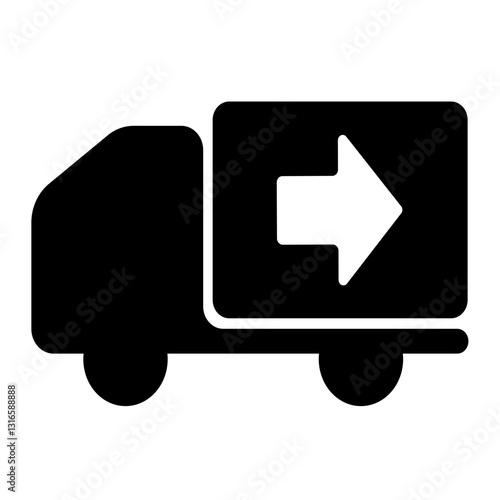 Swift Delivery Truck Icon Symbolizing Efficient And Reliable Shipping Services With A Bold Black Silhouette And Simple Arrow Design