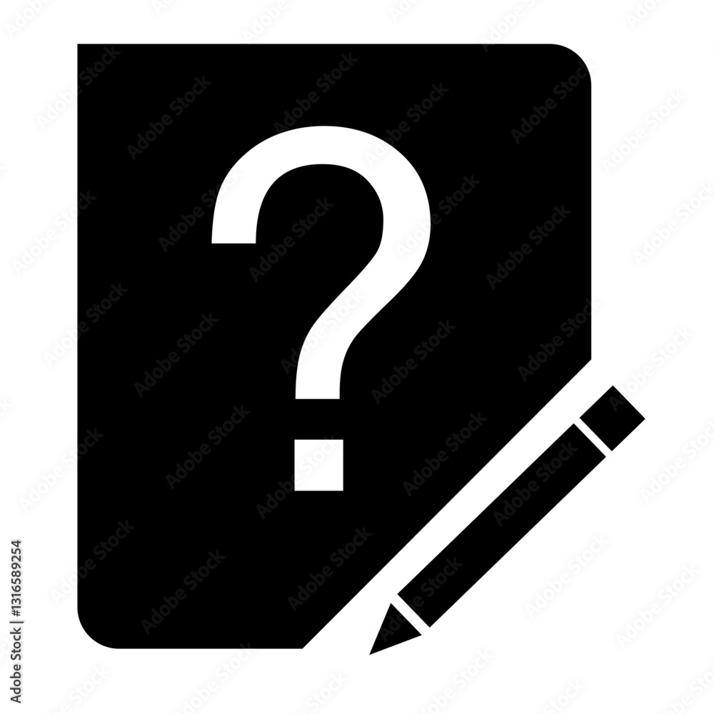 Unveiling A Mystery, A Single Question Mark On A Dark Page Awaits An Answer, A Pencil Poised Ready To Write, Minimalist Black And White Design Unveiling A Mystery, A Single Question Mark On A Dark Page Awaits An Answer, A Pencil Poised Ready To Write, Minimalist Black And White Design