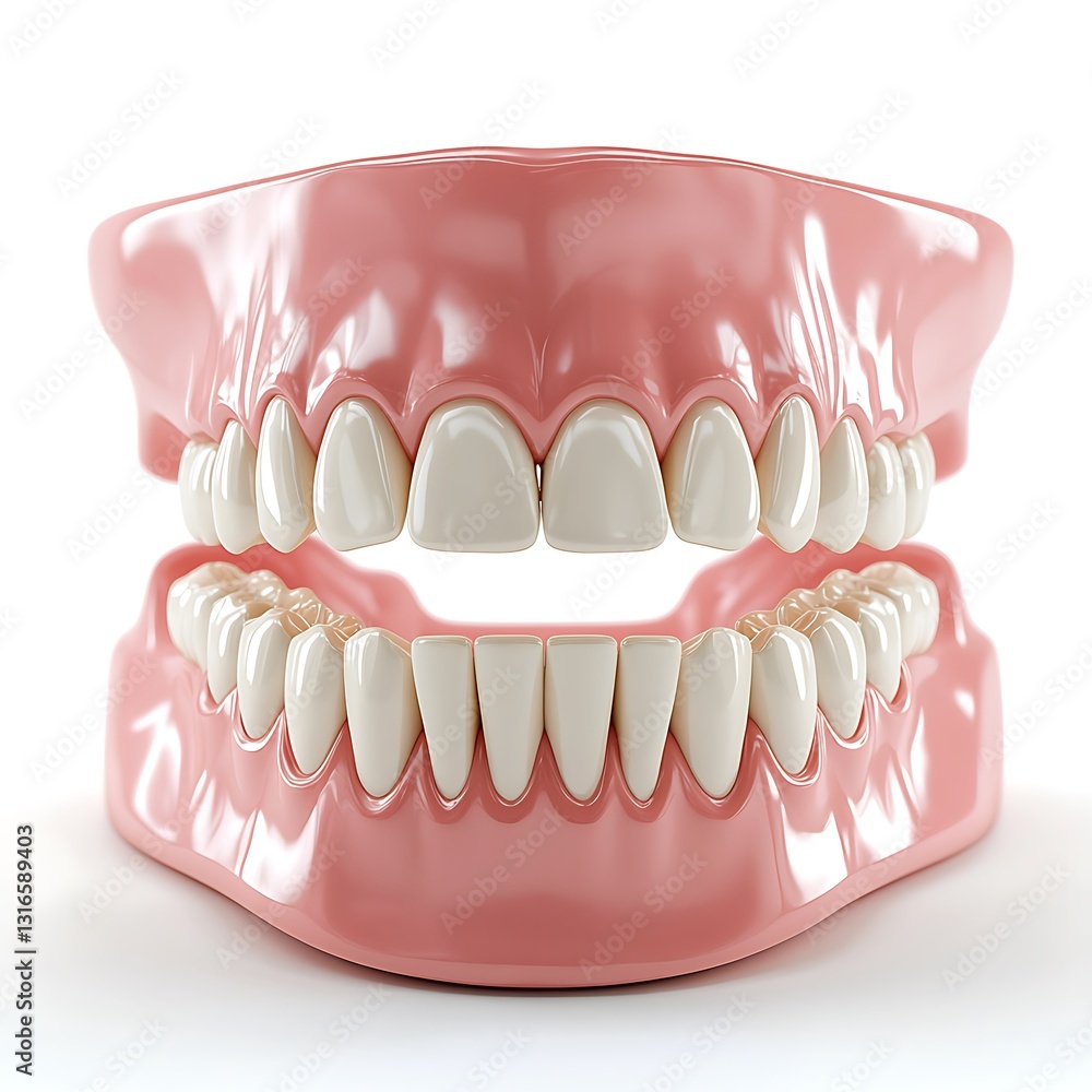 Obraz premium Healthy Human Teeth 3D Model Dental Anatomy Gum Jaws