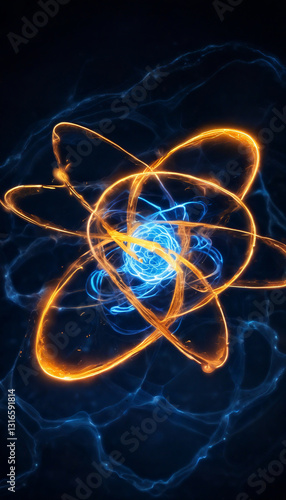 Quantum Brilliance: Mesmerizing Energy Flows Through Atomic Orbits as Science and Art Converge in Luminous Harmony. Atomic Symphony.