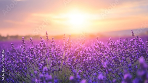 Lavender field at sunset