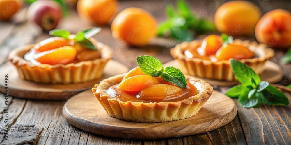 Sun-drenched apricot tartlets: golden crust, exquisite pastry, summer's sweet delight. Sun-drenched apricot tartlets: golden crust, exquisite pastry, summer's sweet delight.