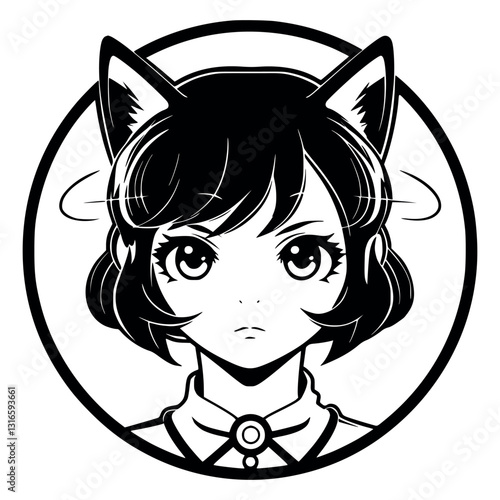 Kawaii Anime Cat Girl – Mysterious Feline Elegance