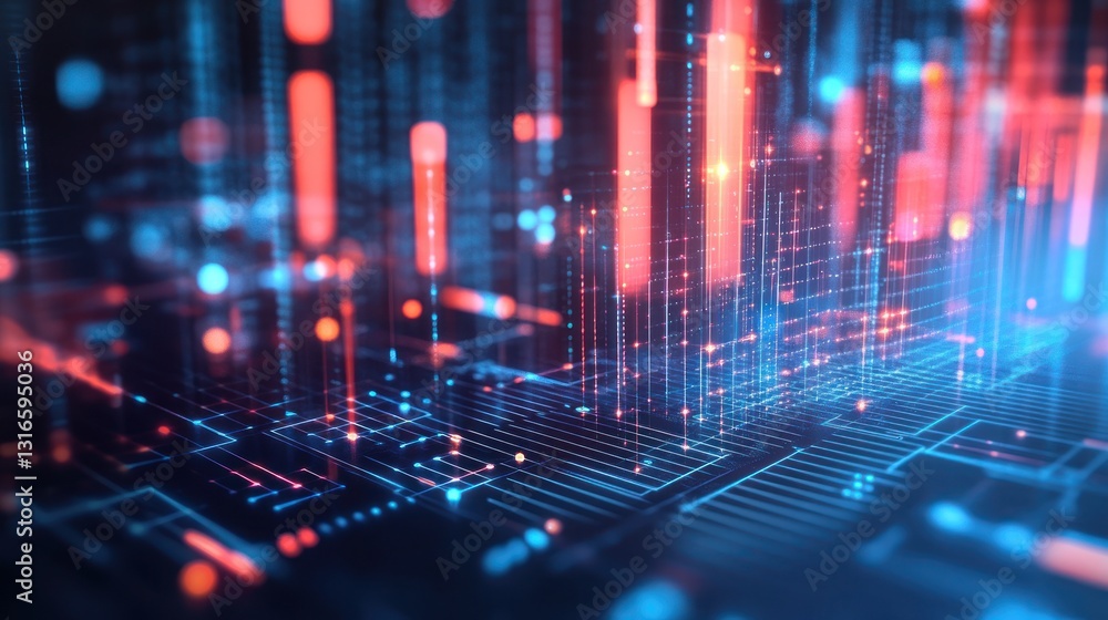 Abstract digital network of data streams Abstract digital network of data streams
