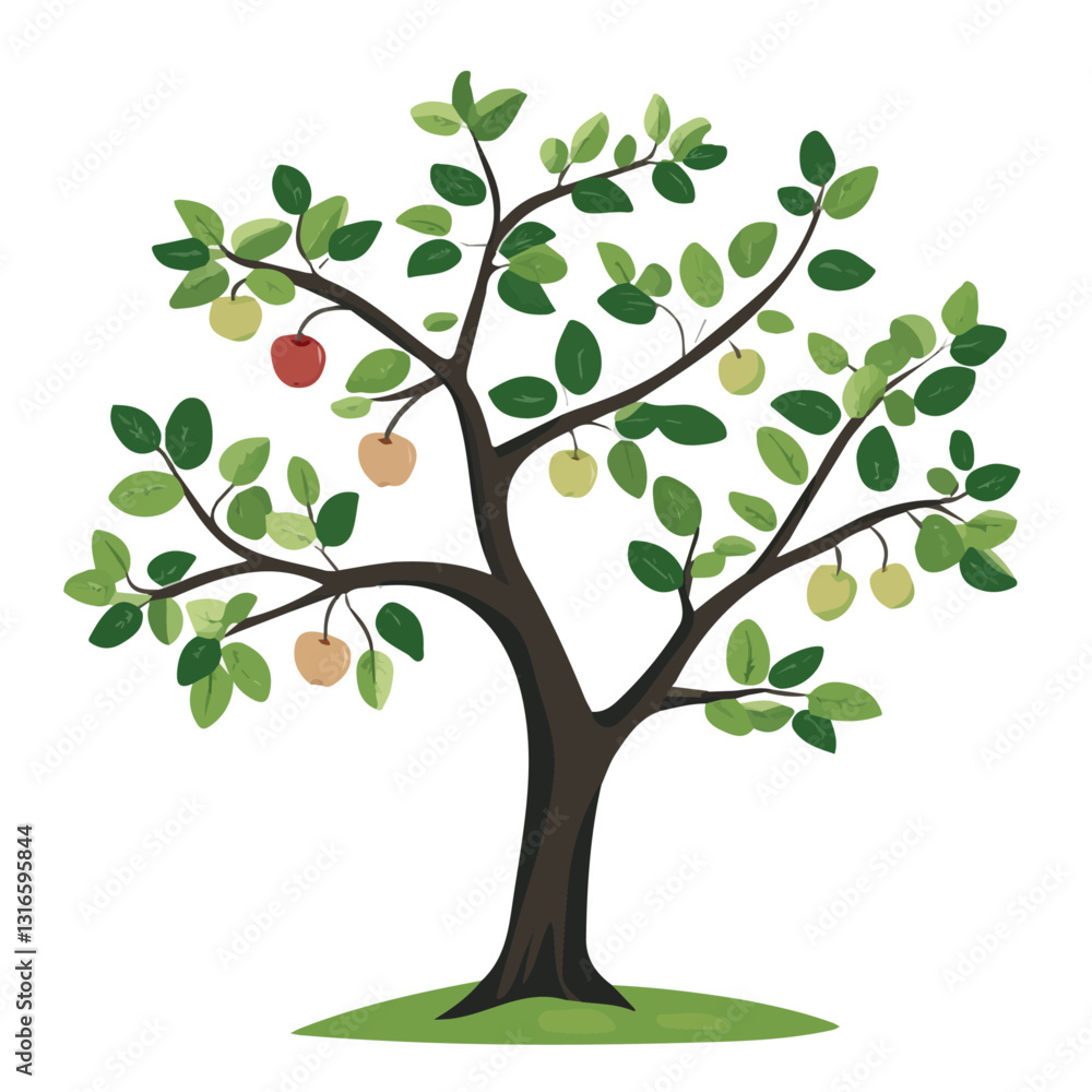 2D flat vector illustration apple tree branches icon isolated on a white background.
2D flat vector illustration apple tree branches icon isolated on a white background.