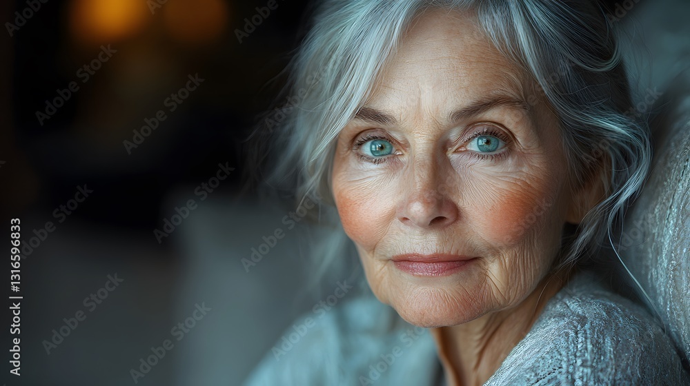 Soft portrait of an elderly woman with radiant skin, confidence, natural aging grace Soft portrait of an elderly woman with radiant skin, confidence, natural aging grace