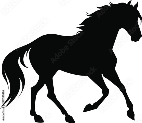 horse, icon, black, silhouette, vector, illustration, design, isolated, logo, animal, symbol, nature, graphic, farm, mustang, wild, mammal, sport, stallion, white, equestrian, speed, race, head,