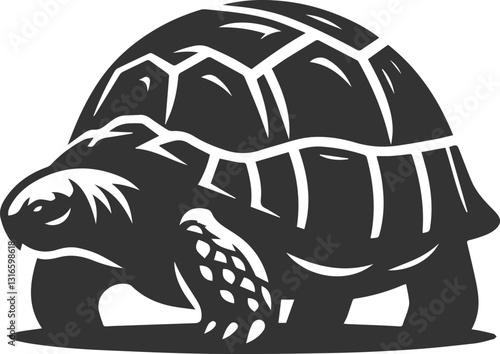 Tortoise with its head down as if searching for food vector silhouette