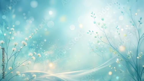 Enchanted Meadow Serene Pastel Landscape with Delicate Floral Elements and Soft, Dreamy Lighting Effects